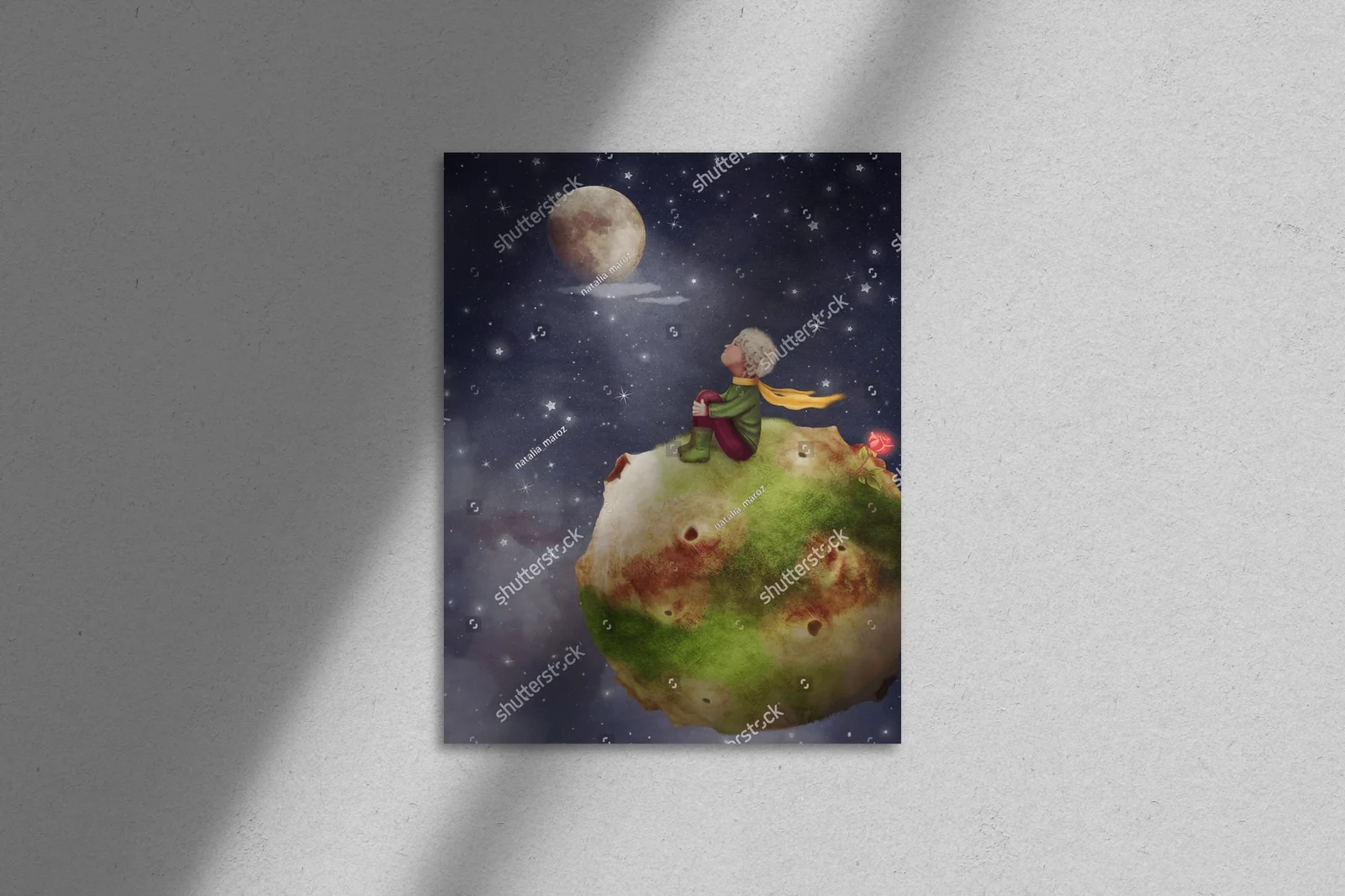 Mały Książę na tle nocnego nieba