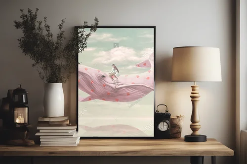 Miłość w surrealistycznej scenerii z wielorybem