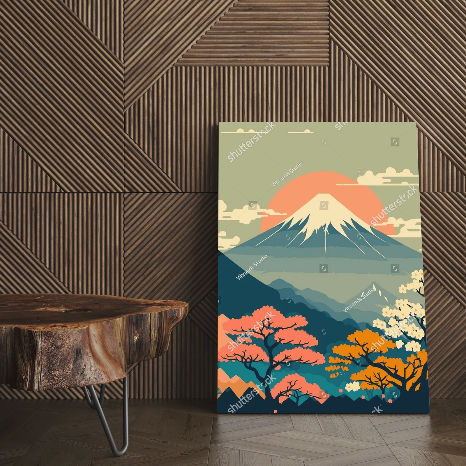 Urokliwe pejzaże gór Japonii w pastelowych odcieniach