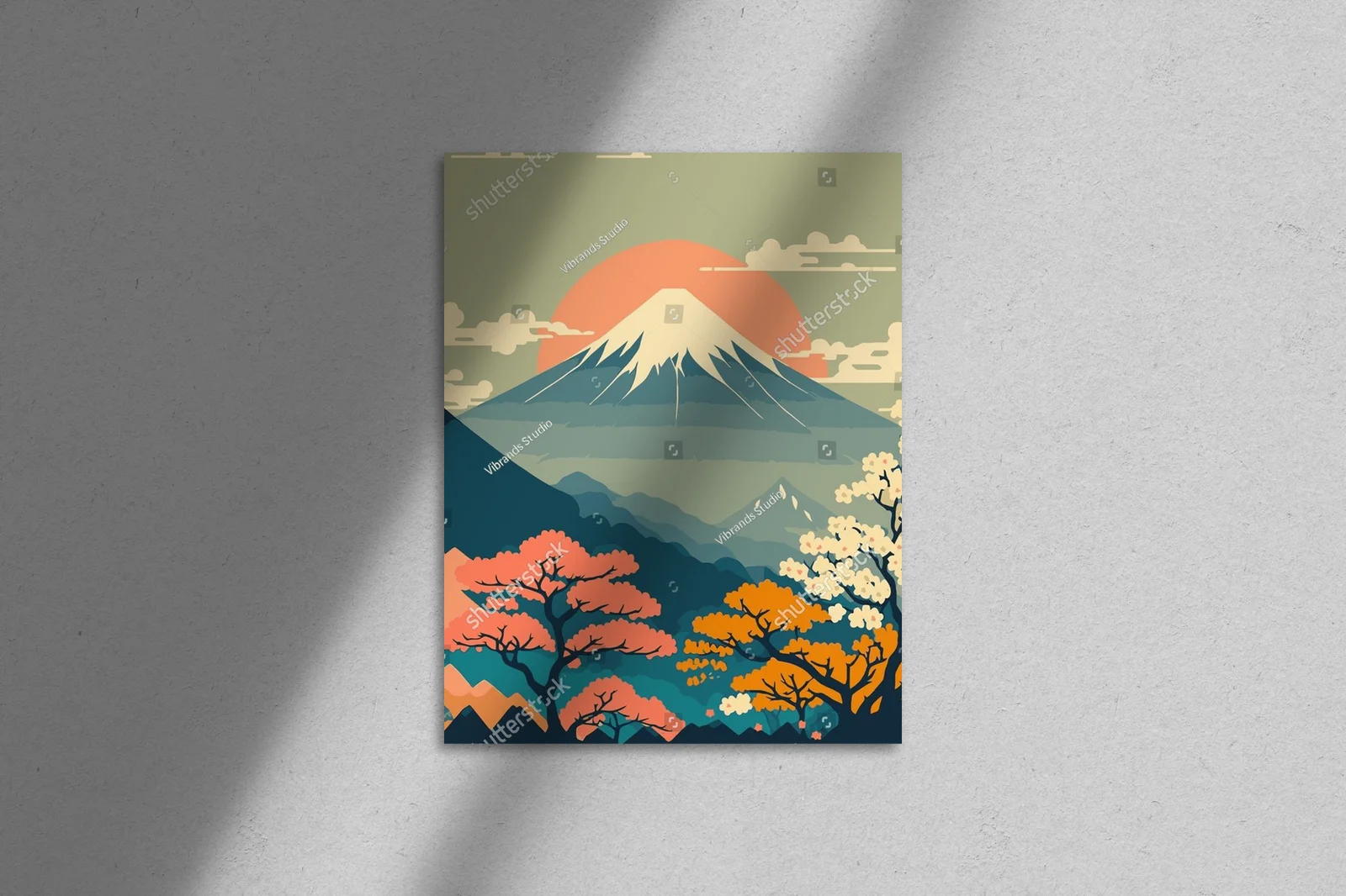 Urokliwe pejzaże gór Japonii w pastelowych odcieniach