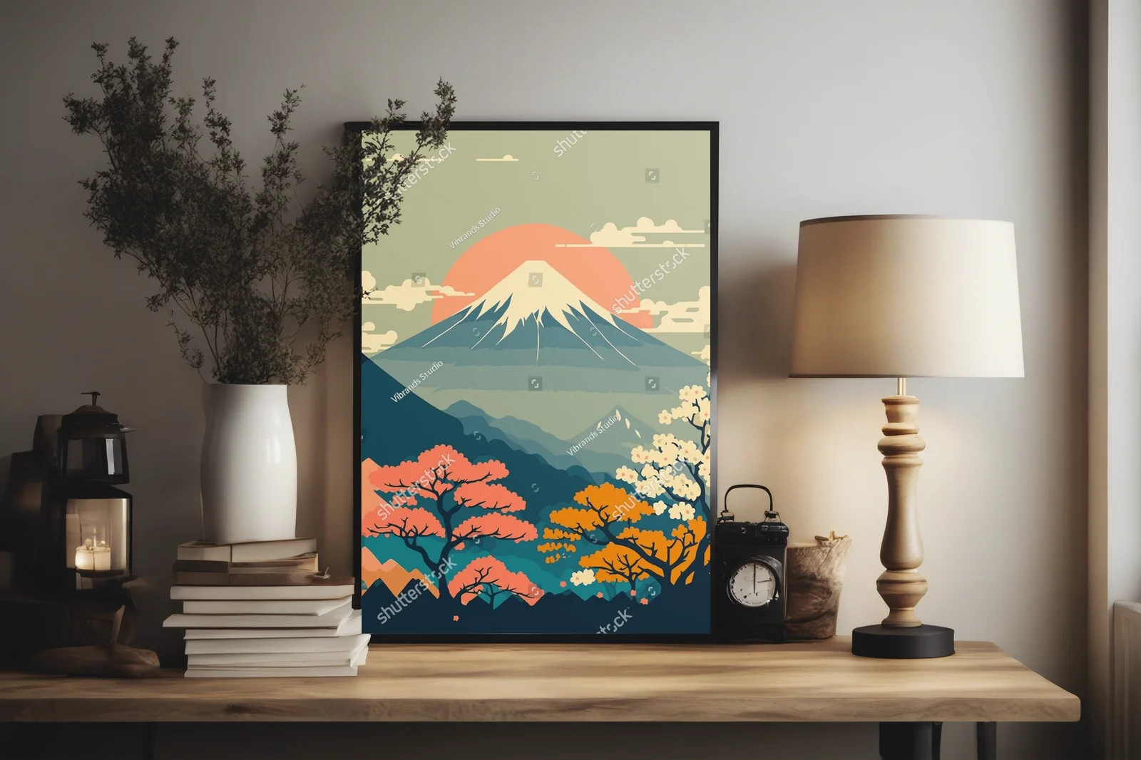 Urokliwe pejzaże gór Japonii w pastelowych odcieniach