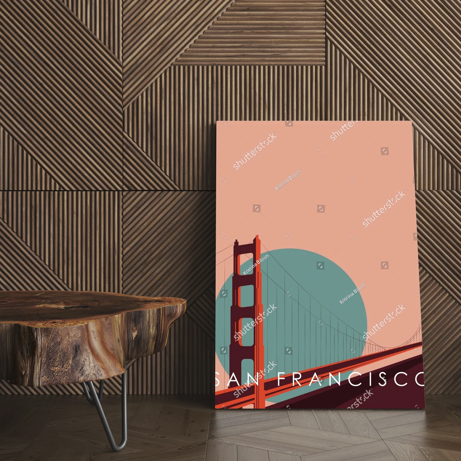 W retro klimacie San Francisco z Mostem Golden Gate