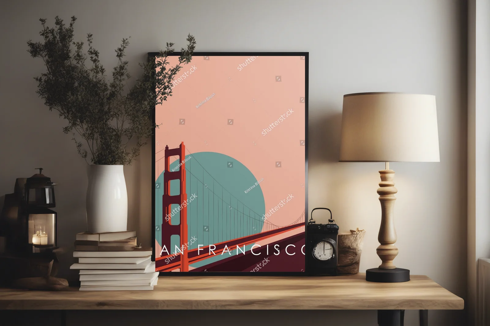 W retro klimacie San Francisco z Mostem Golden Gate