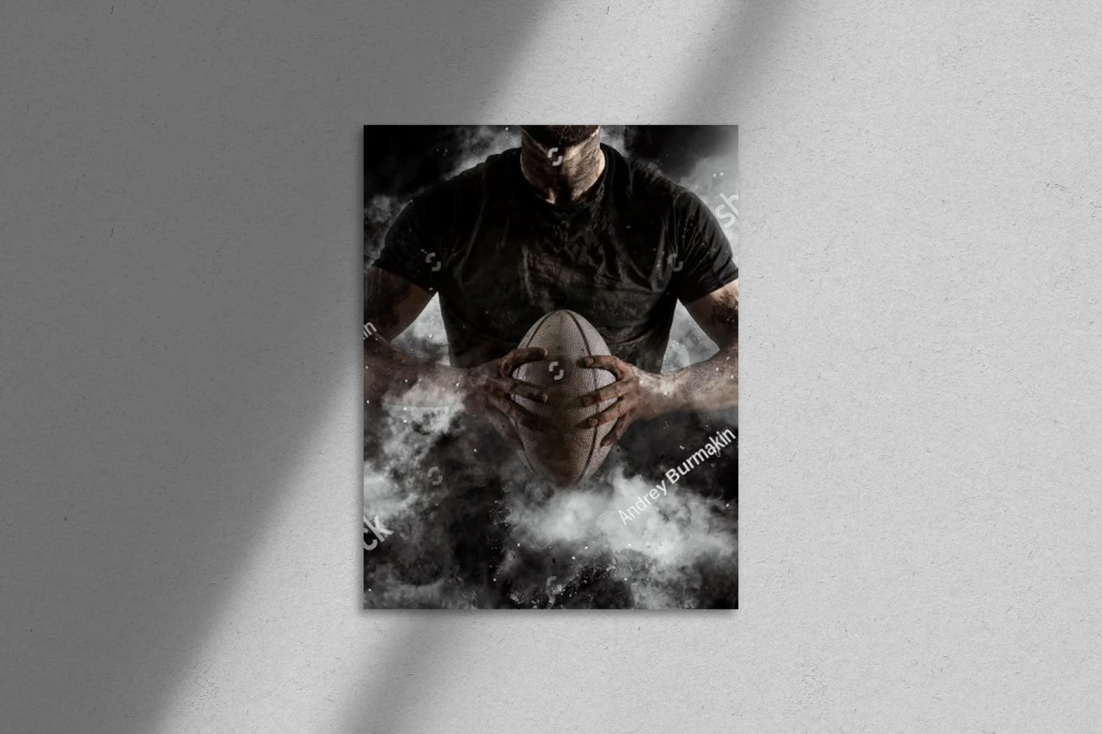 Rugby w akcji na tle mrocznego stadionu