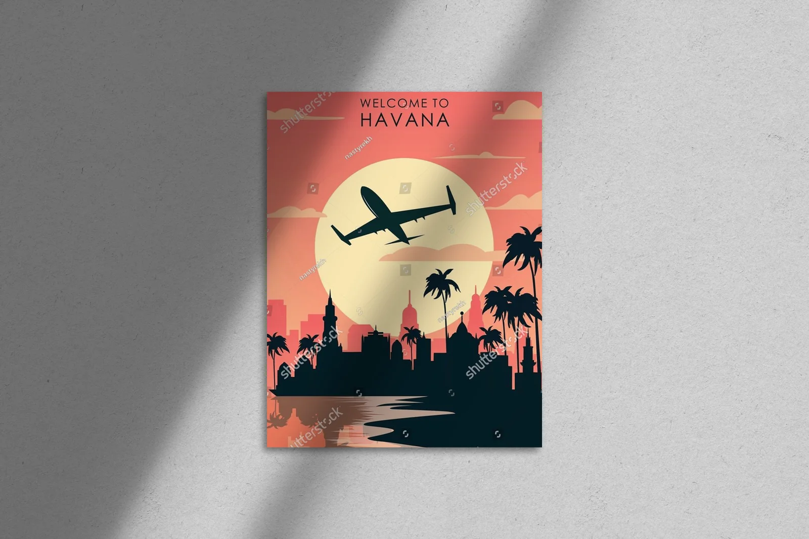 Witamy w Hawanie – retro ilustracja w odcieniach lutowego nieba
