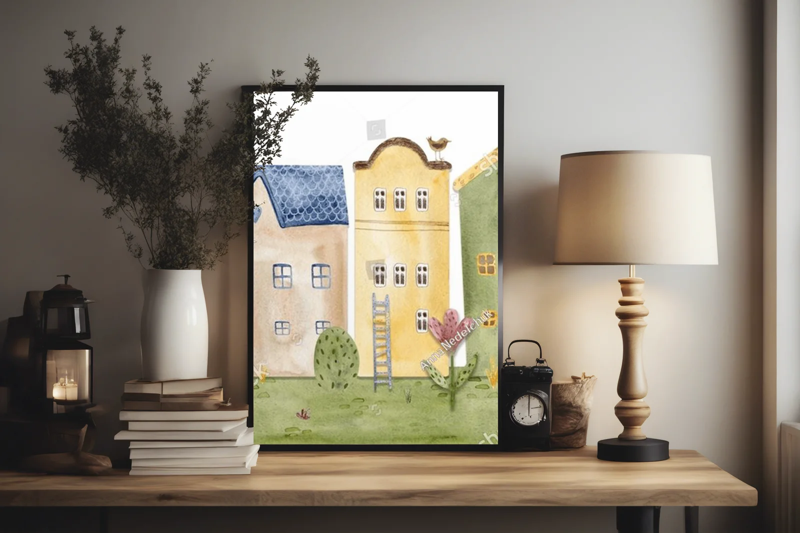 Słoneczne przytulne miasteczko w pastelowych odcieniach