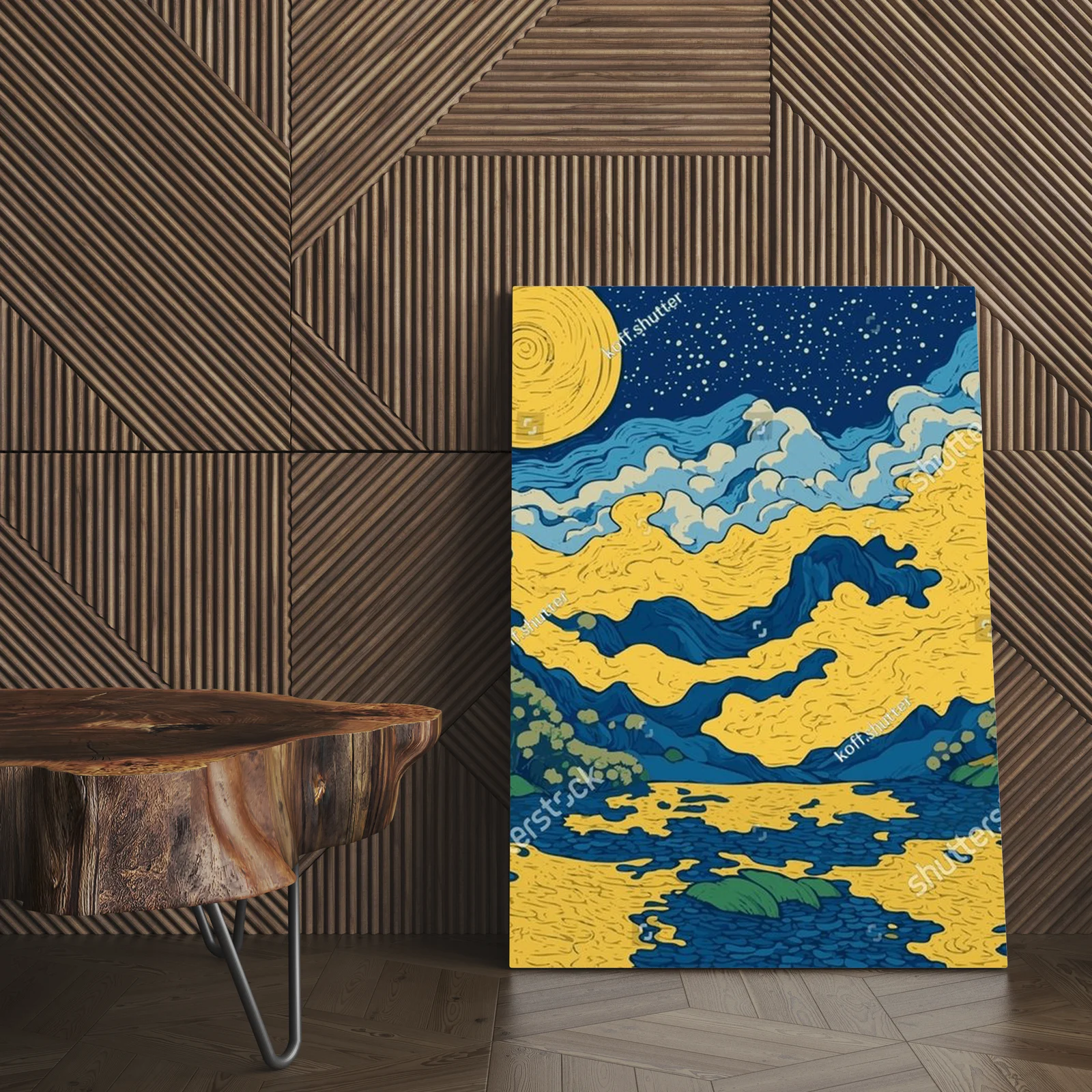 Zachód słońca nad rzeką w stylu Van Gogha
