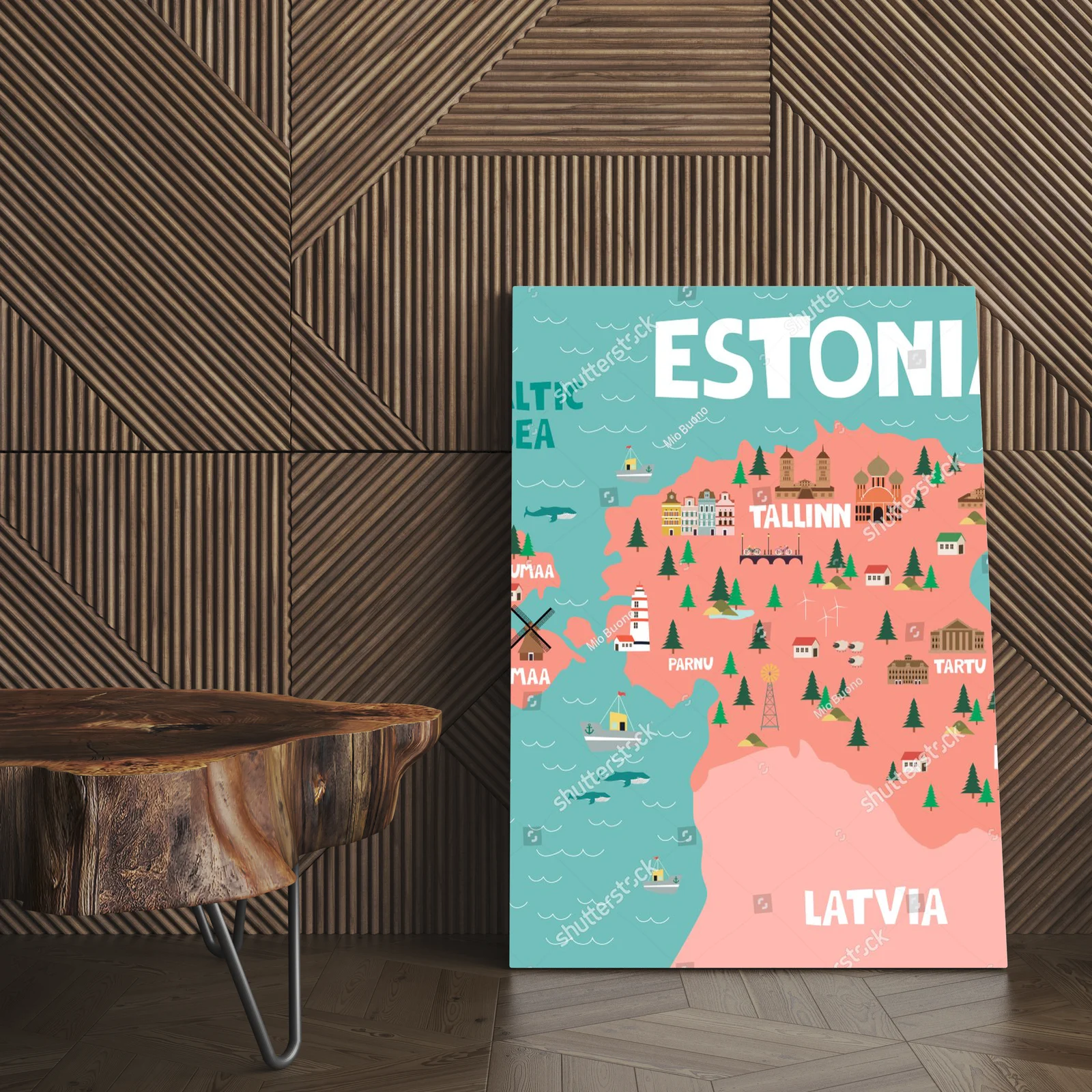 Ilustrowana mapa Estonii – przygoda w pastelowych barwach