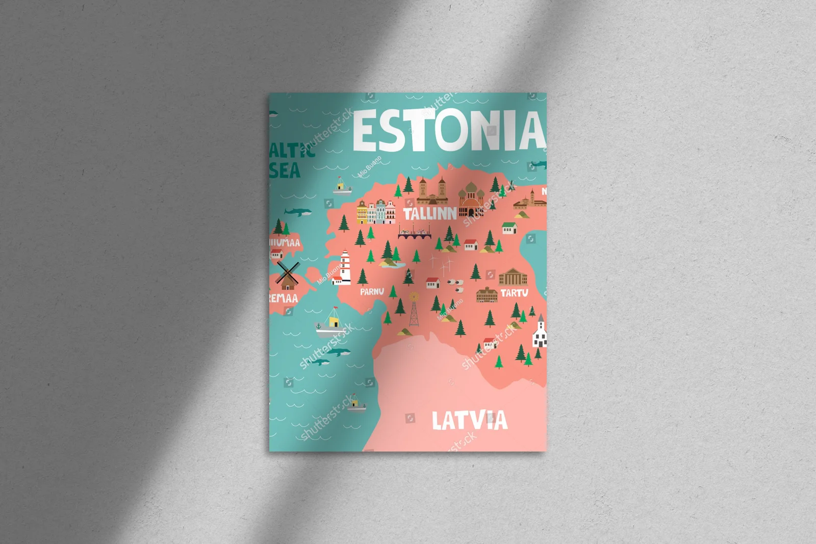 Ilustrowana mapa Estonii – przygoda w pastelowych barwach
