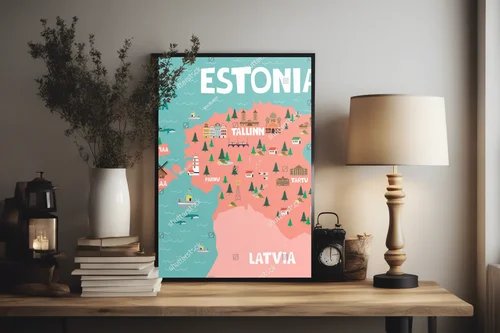 Ilustrowana mapa Estonii – przygoda w pastelowych barwach