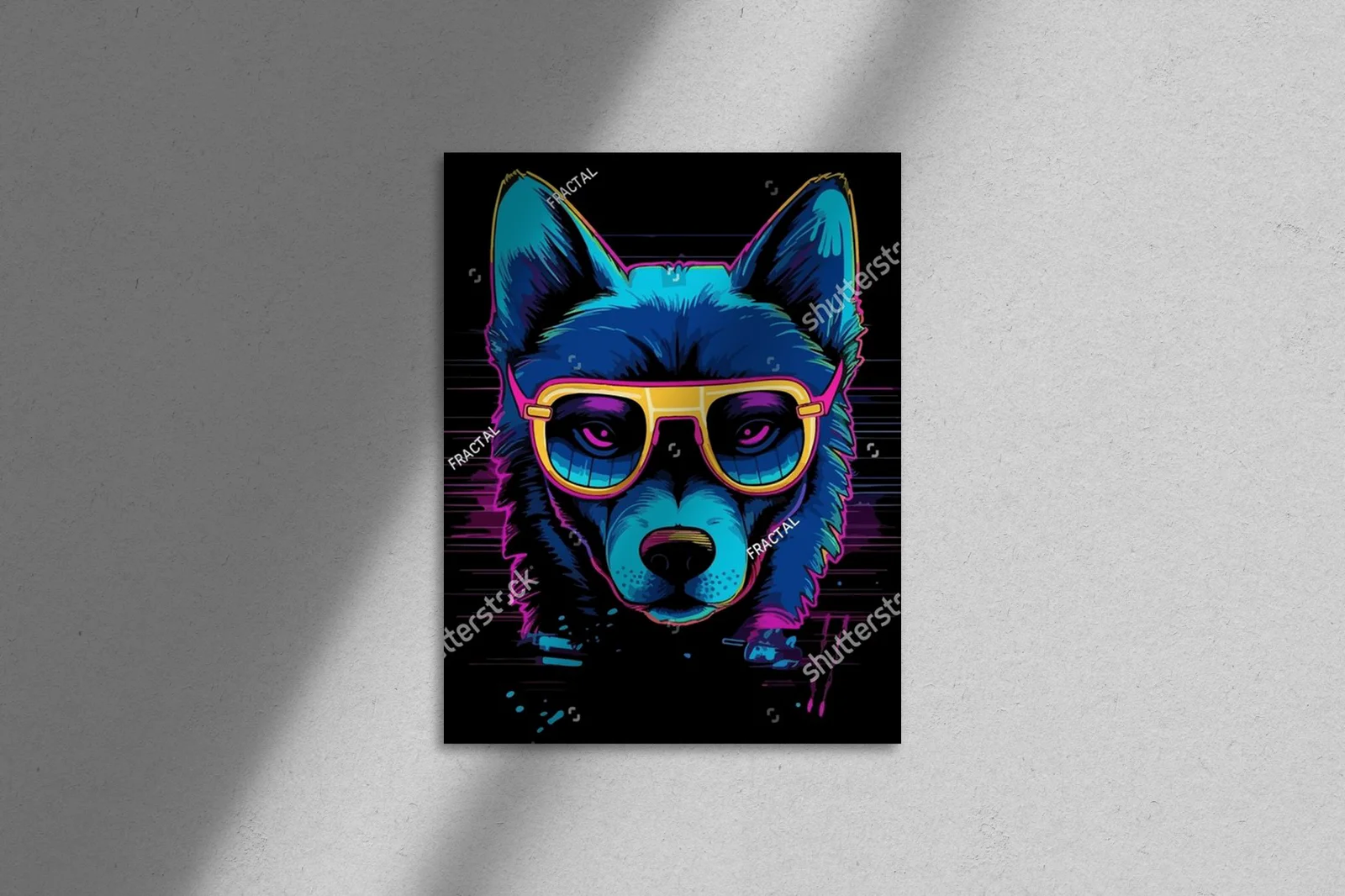 Neonowy pies w stylu lat 80. – artystyczna kompozycja