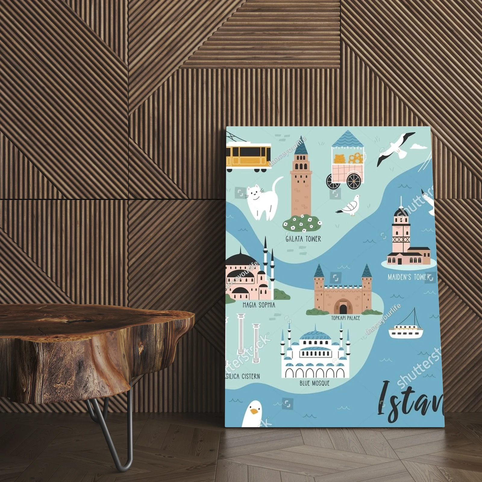 Zachwycająca mapa Istanbul w pastelowych odcieniach