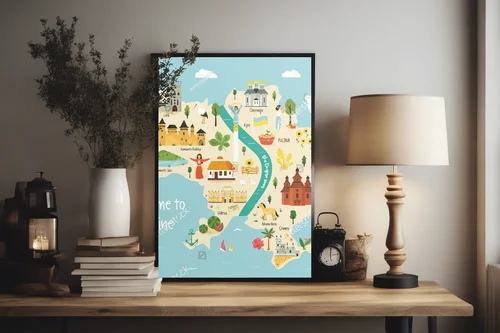 Kolorowa mapa Ukrainy: kraj symboli i tradycji