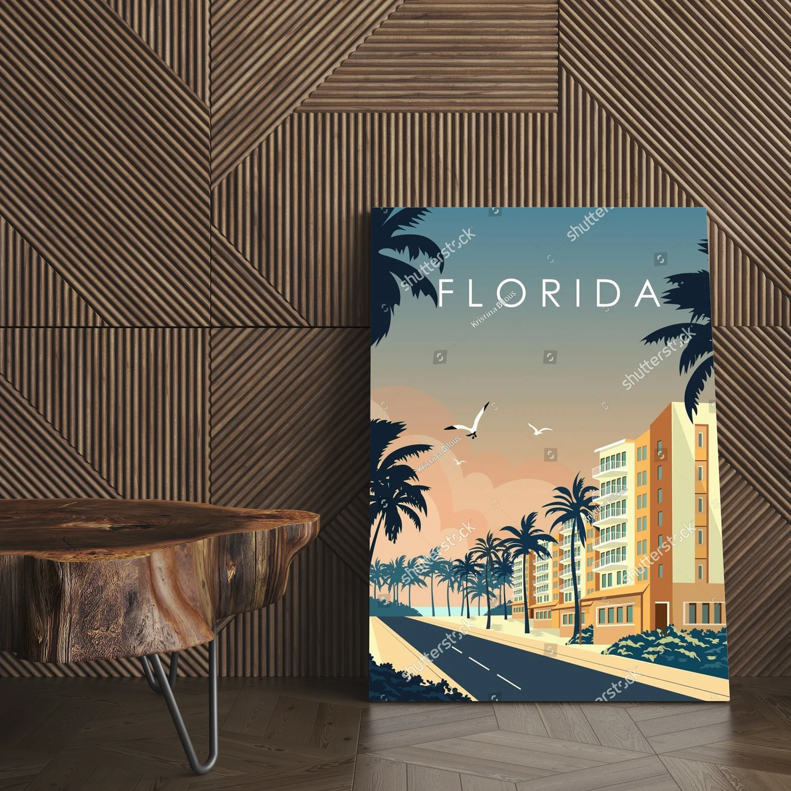 Tropikalne wydanie Miami z palmami i oceanem