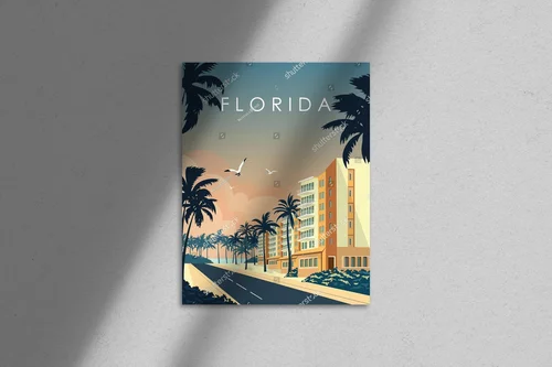 Tropikalne wydanie Miami z palmami i oceanem