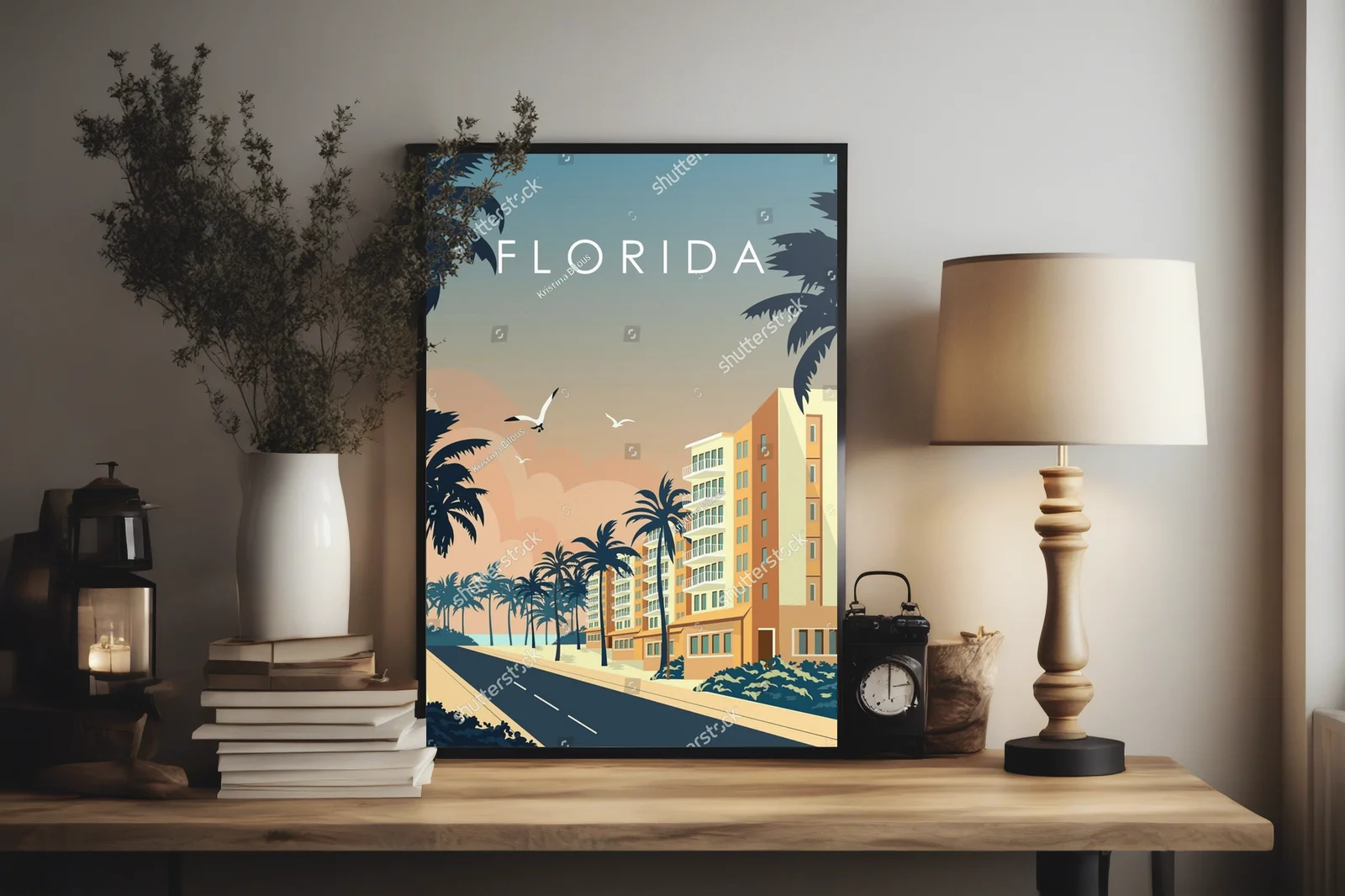 Tropikalne wydanie Miami z palmami i oceanem