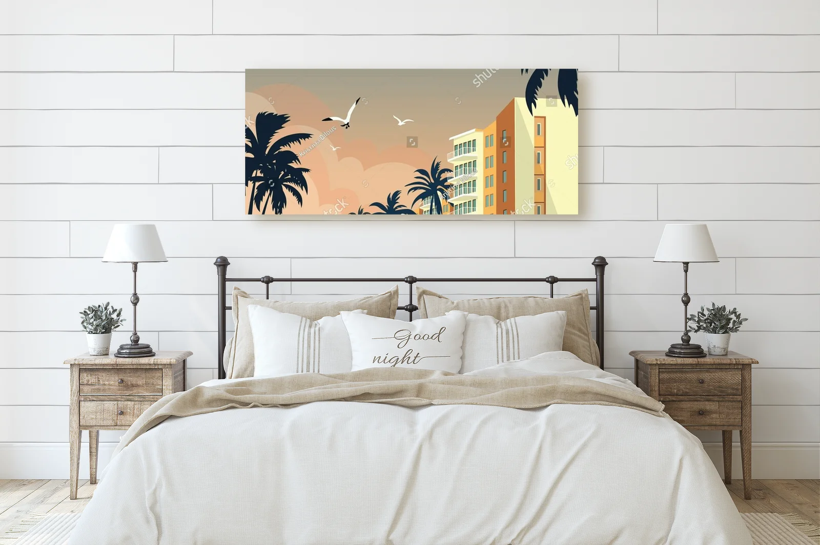 Tropikalne wydanie Miami z palmami i oceanem