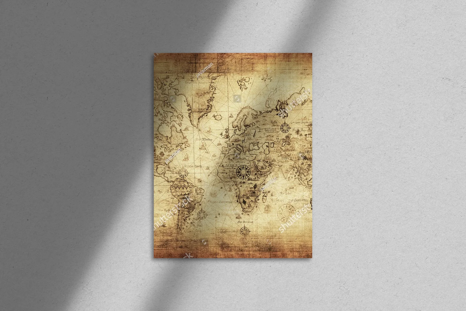 Antyczna mapa świata w nostalgicznych odcieniach