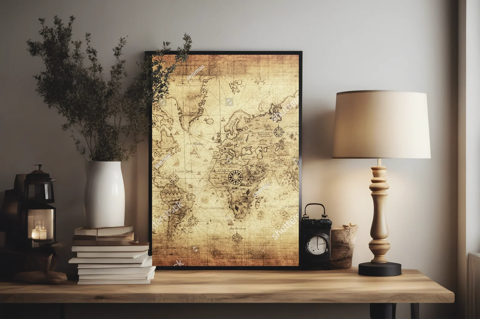 Antyczna mapa świata w nostalgicznych odcieniach