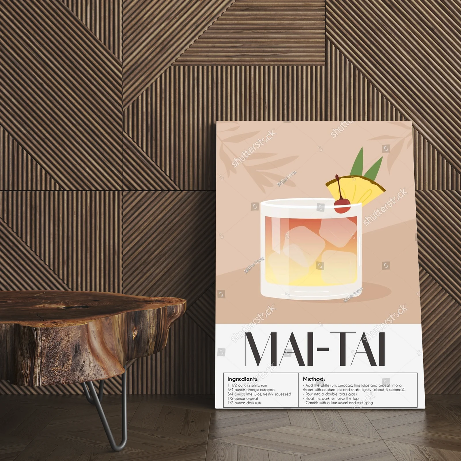 Letni koktajl Mai Tai w minimalistycznym stylu
