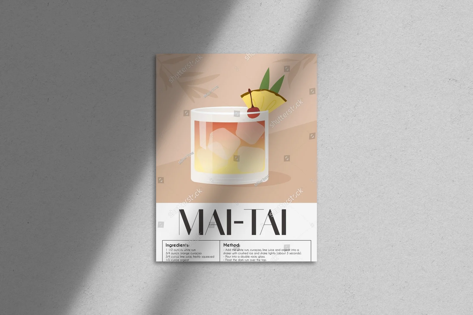 Letni koktajl Mai Tai w minimalistycznym stylu