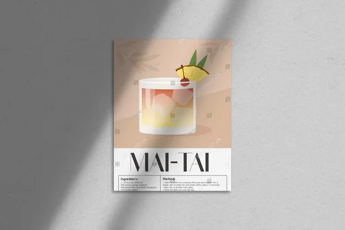 Letni koktajl Mai Tai w minimalistycznym stylu
