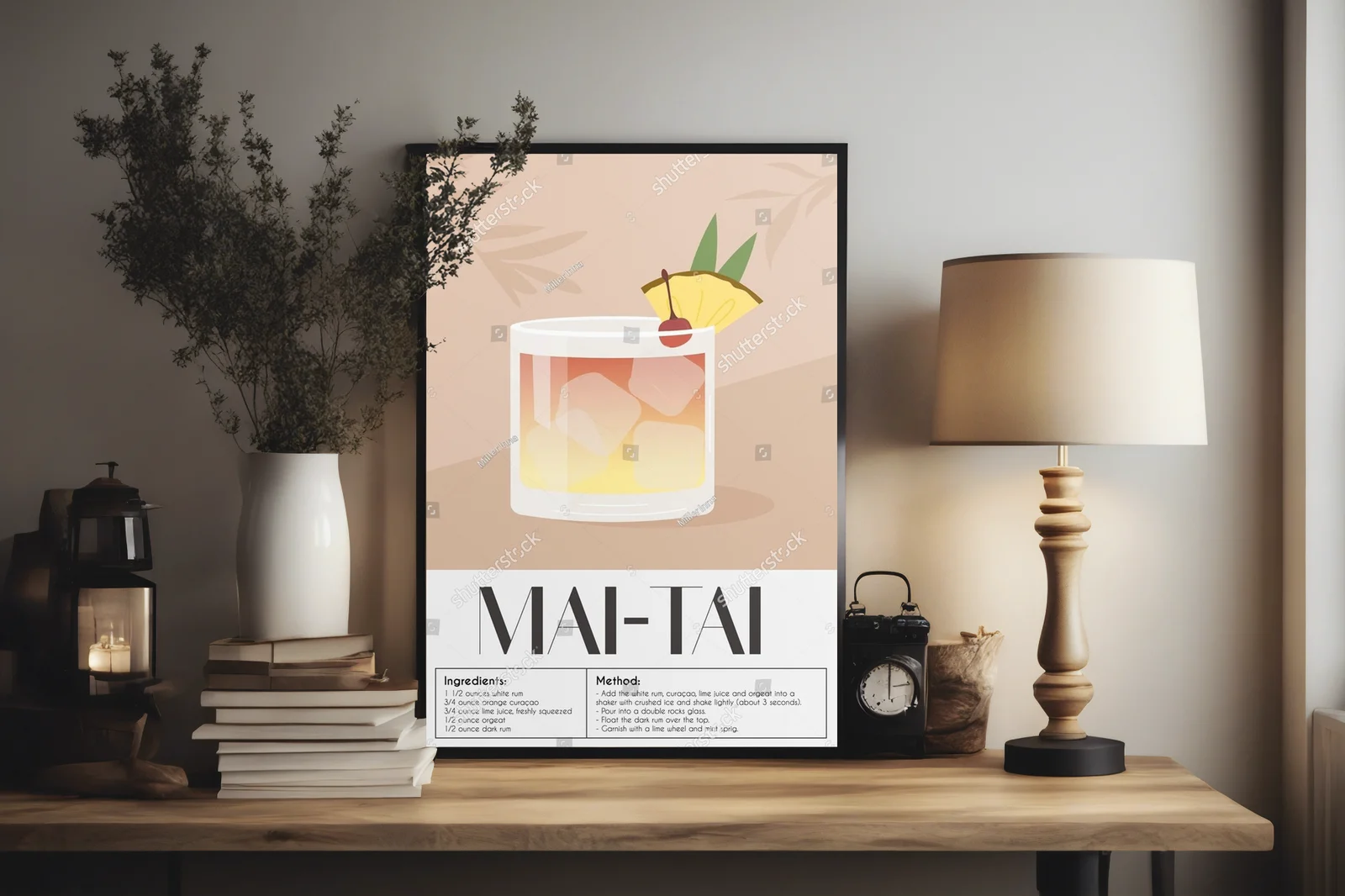 Letni koktajl Mai Tai w minimalistycznym stylu