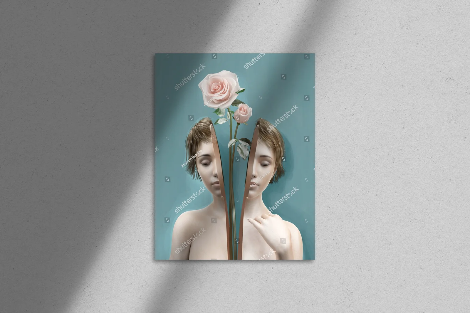 Surrealistyczny portret kobiety z kwiatem
