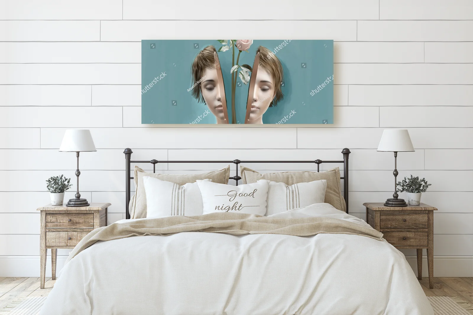 Surrealistyczny portret kobiety z kwiatem