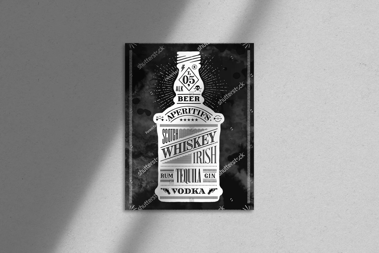 Vintage urok alkoholi w monochromatycznych barwach