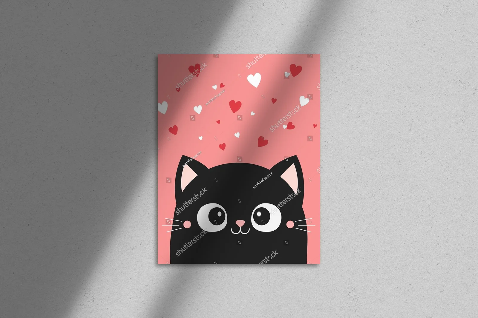 Kawaii kocia kompozycja na różowym tle