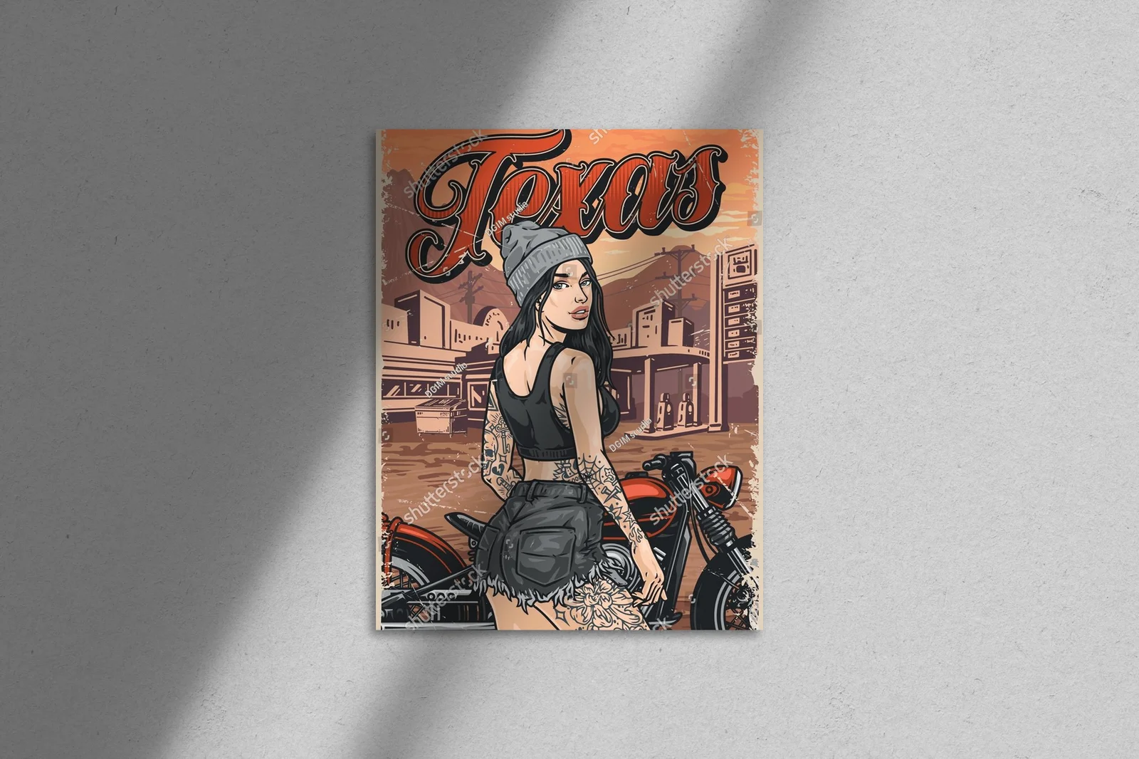 Kolorowa kompozycja z hipsterską bikerką w Teksasie