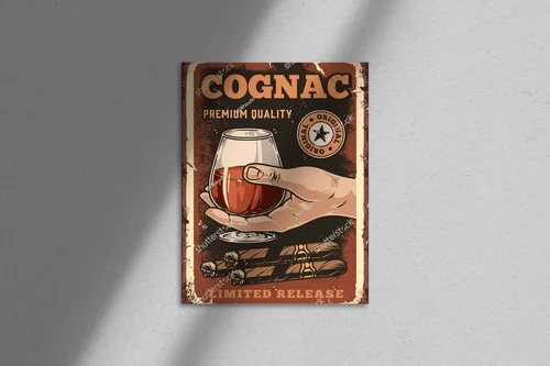 Retro kompozycja z winem i cygarami w bogatych kolorach