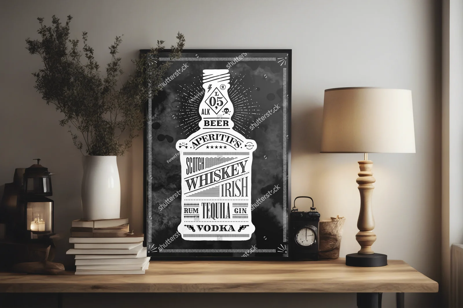 Vintage urok alkoholi w monochromatycznych barwach