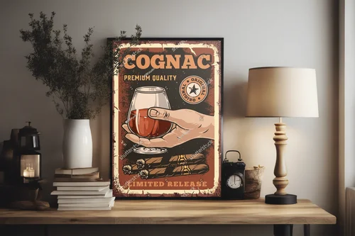 Retro kompozycja z winem i cygarami w bogatych kolorach