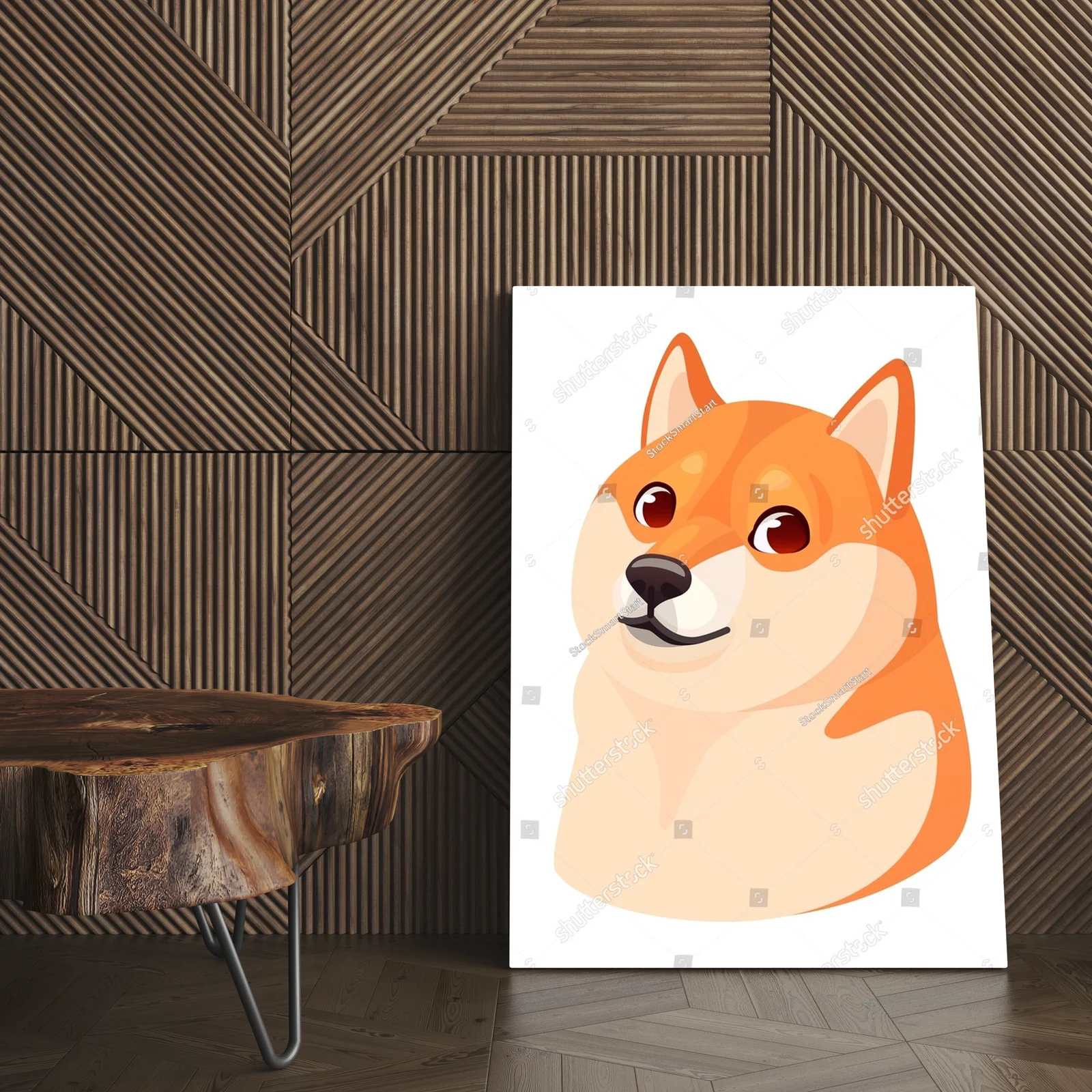 Zabawny Shiba Inu w japońskim stylu