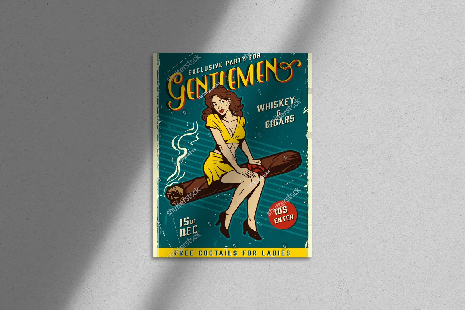 Retro plakat gentlemanów z urzekającą damą