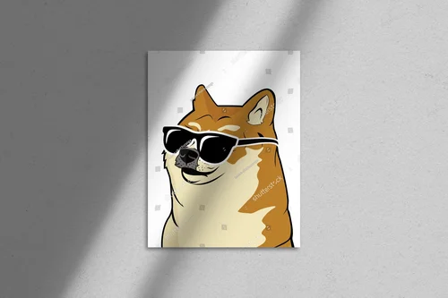 Zabawny Shiba Inu w czarnych okularach słonecznych