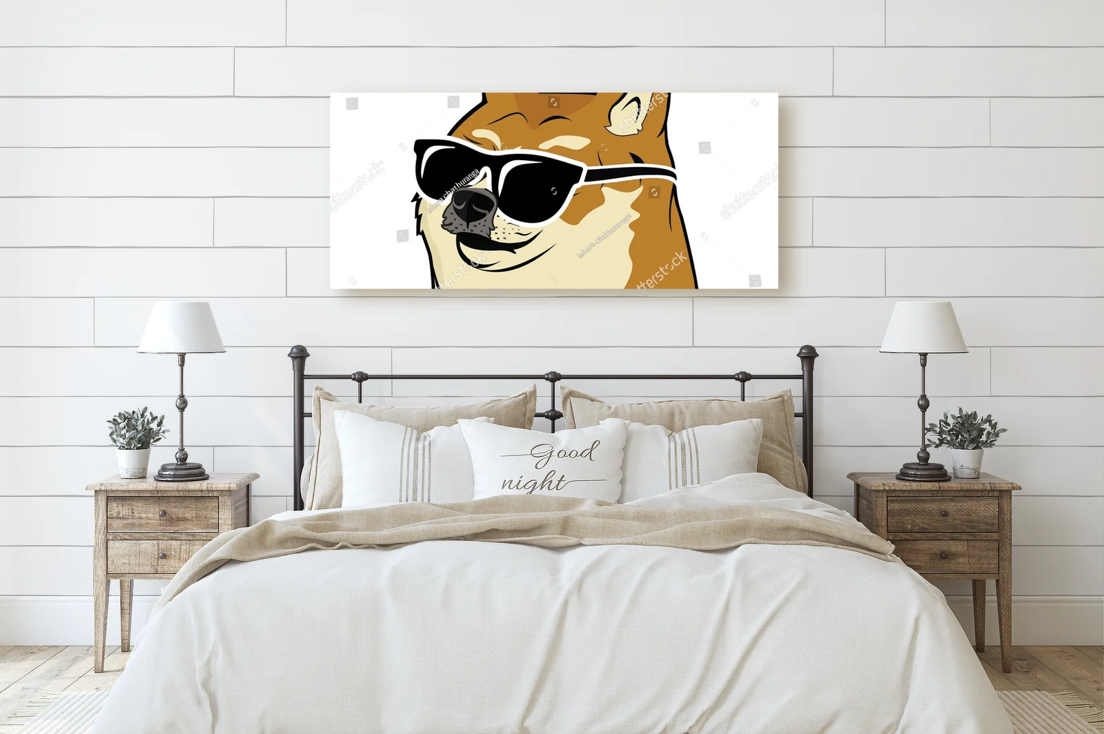 Zabawny Shiba Inu w czarnych okularach słonecznych