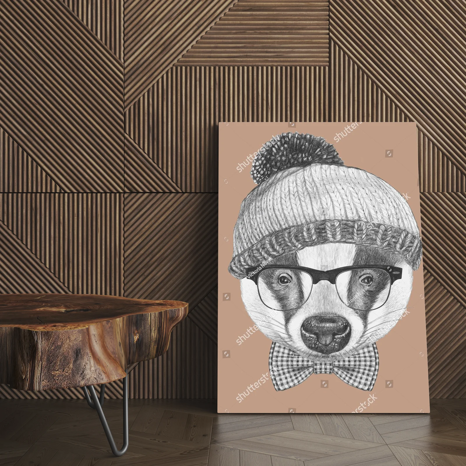 Stylowa ilustracja borsuka w eleganckiej oprawie