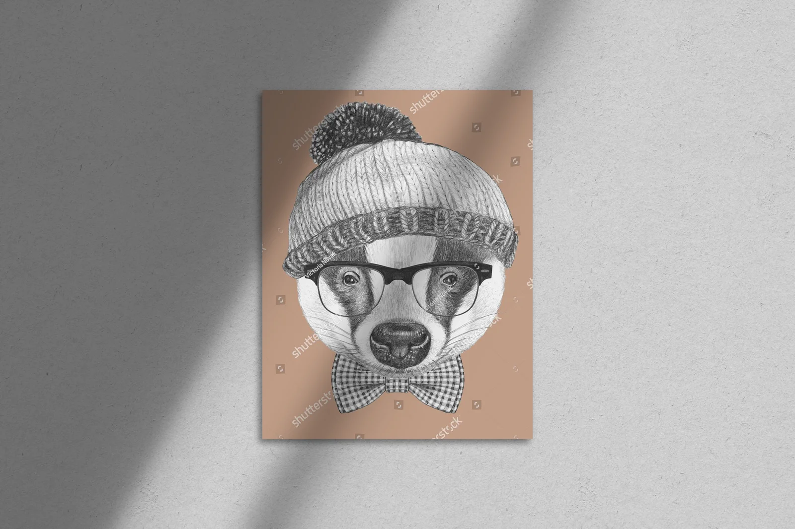 Stylowa ilustracja borsuka w eleganckiej oprawie