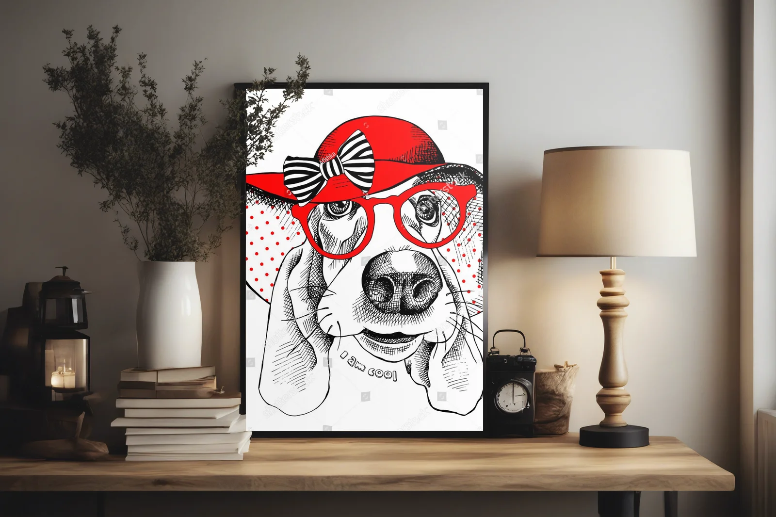 Wesoły basset w letnim stylu