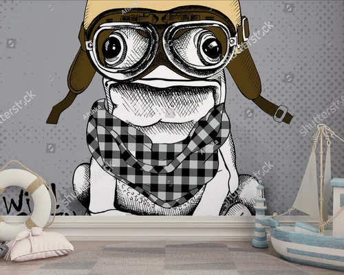 Retro żaba w motocyklowym stylu - wizualizacja