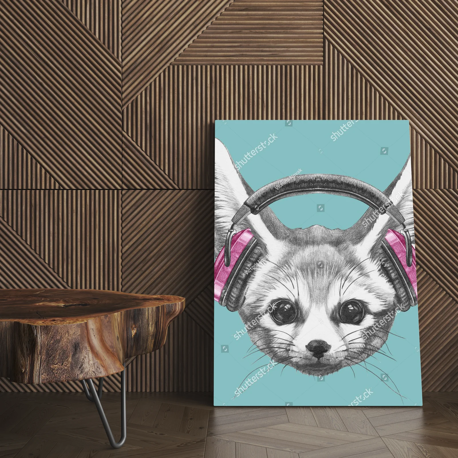 Fennec Fox z słuchawkami w pastelowej aurze