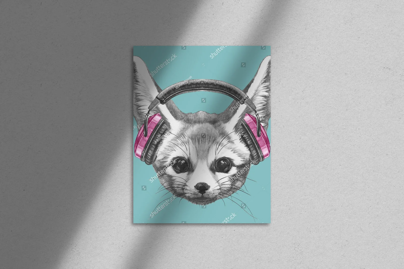 Fennec Fox z słuchawkami w pastelowej aurze