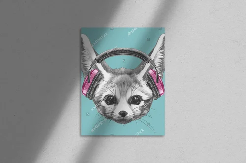 Fennec Fox z słuchawkami w pastelowej aurze