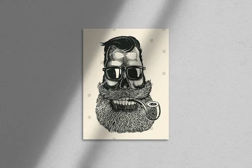 Stylowa czaszka hipstera w wyrazistych odcieniach