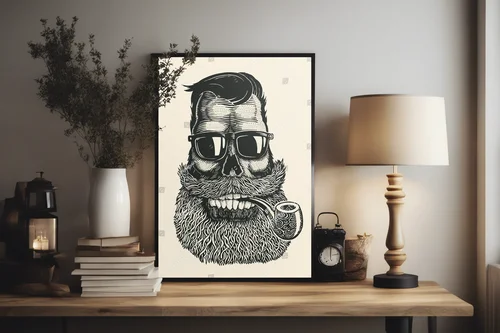 Stylowa czaszka hipstera w wyrazistych odcieniach