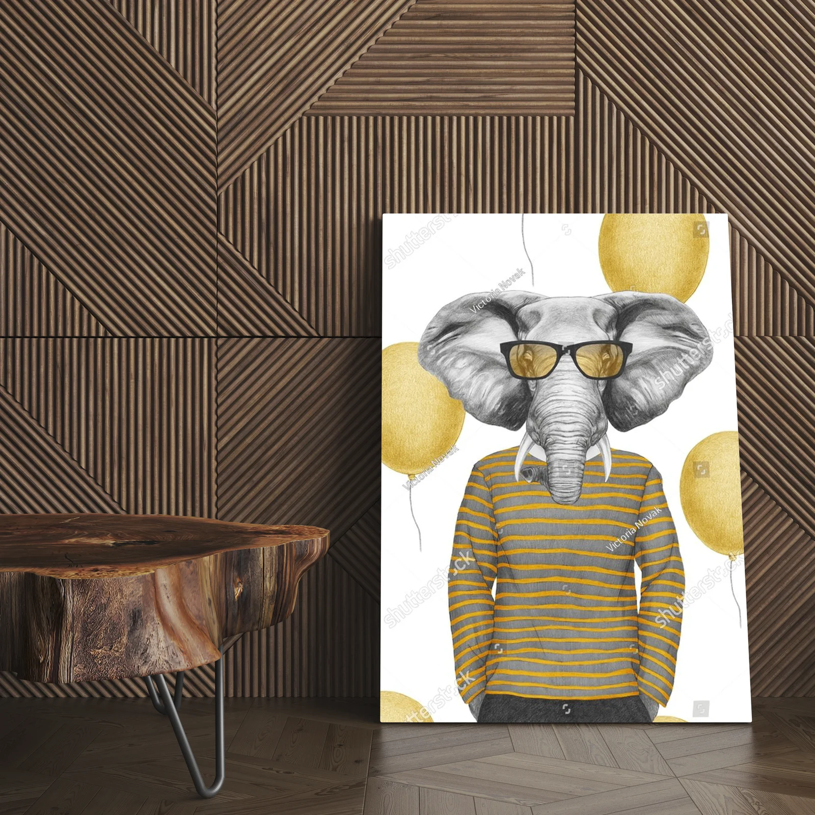 Zabawny portret słonia w stylu retro