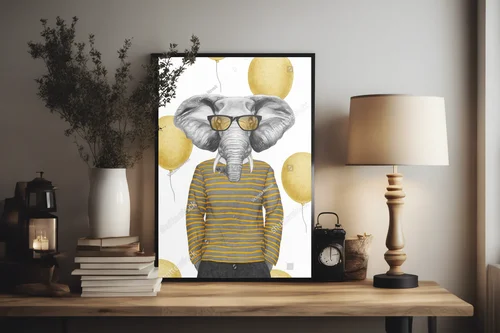 Zabawny portret słonia w stylu retro